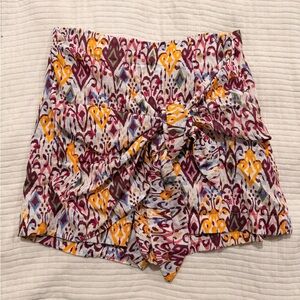 Zara High Waist Patterned Shorts - Purple, Yellow, White
